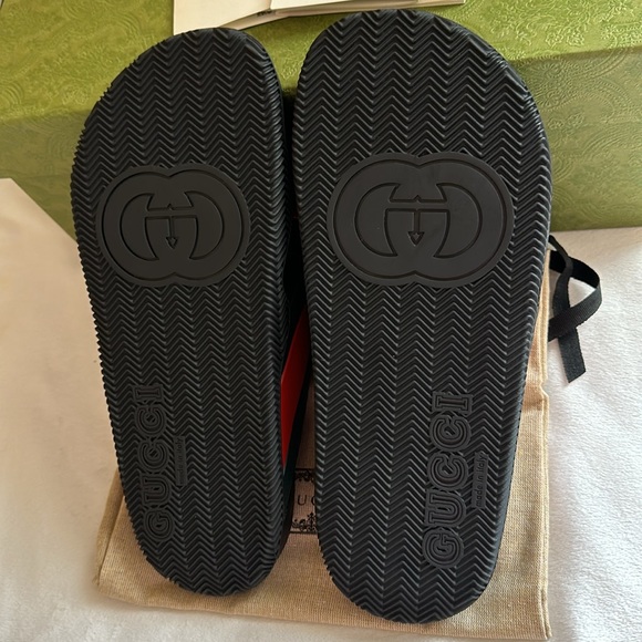 Gucci Women's Web Slide Rubber Sandals Sz 39 BNIB Made in Italy π― Authentic - Picture 5 of 13